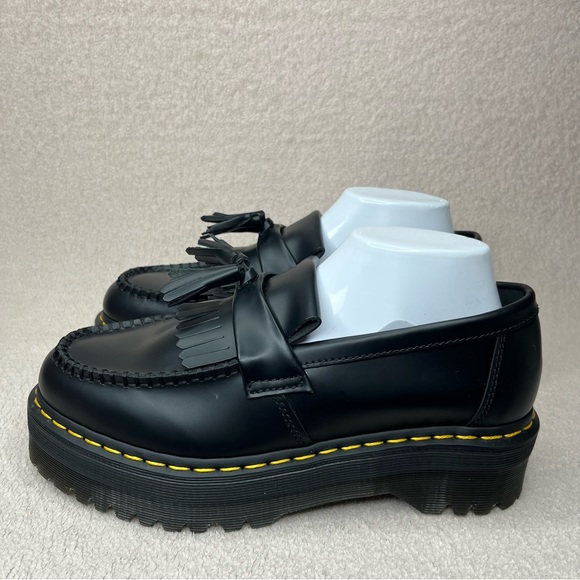 Dr. Martens Black Leather Tassel Loafers with Yellow Stitching - Picture 3 of 13